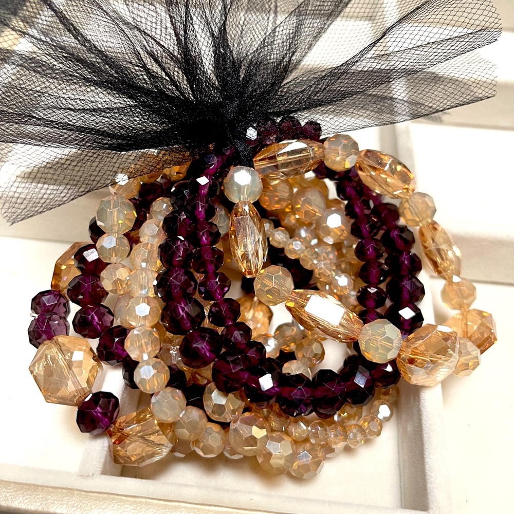 “ Blueberry Creme Brûlée” Custom designed bracelet stack.